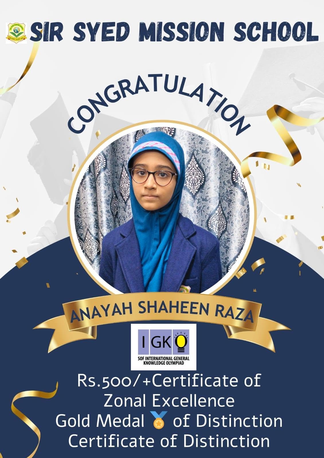 Excellence in Science & Reasoning Award